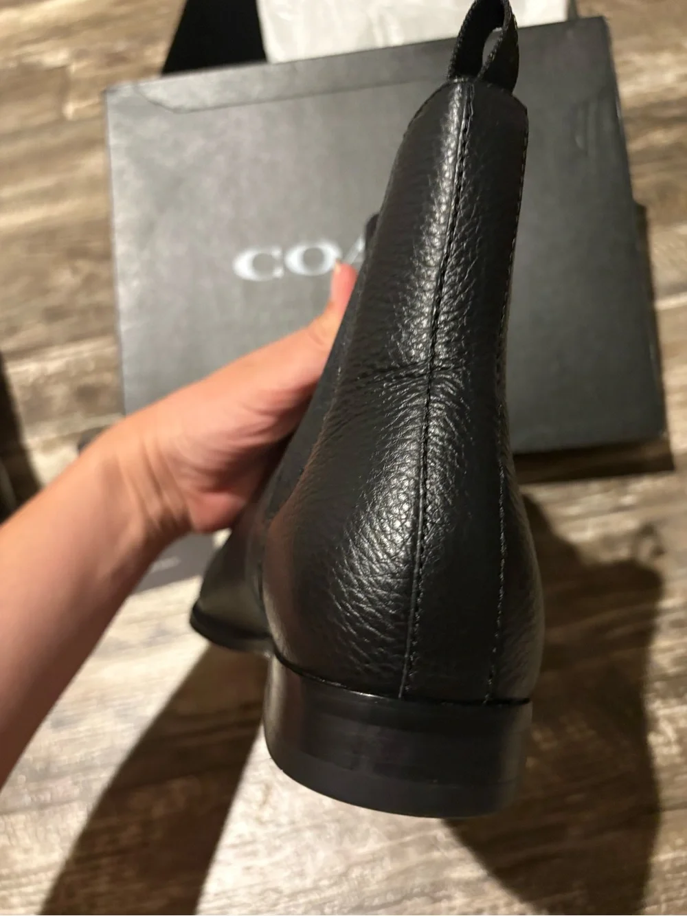 Coach Men’s Graham Chelsea Black Pebbled Leather Boots